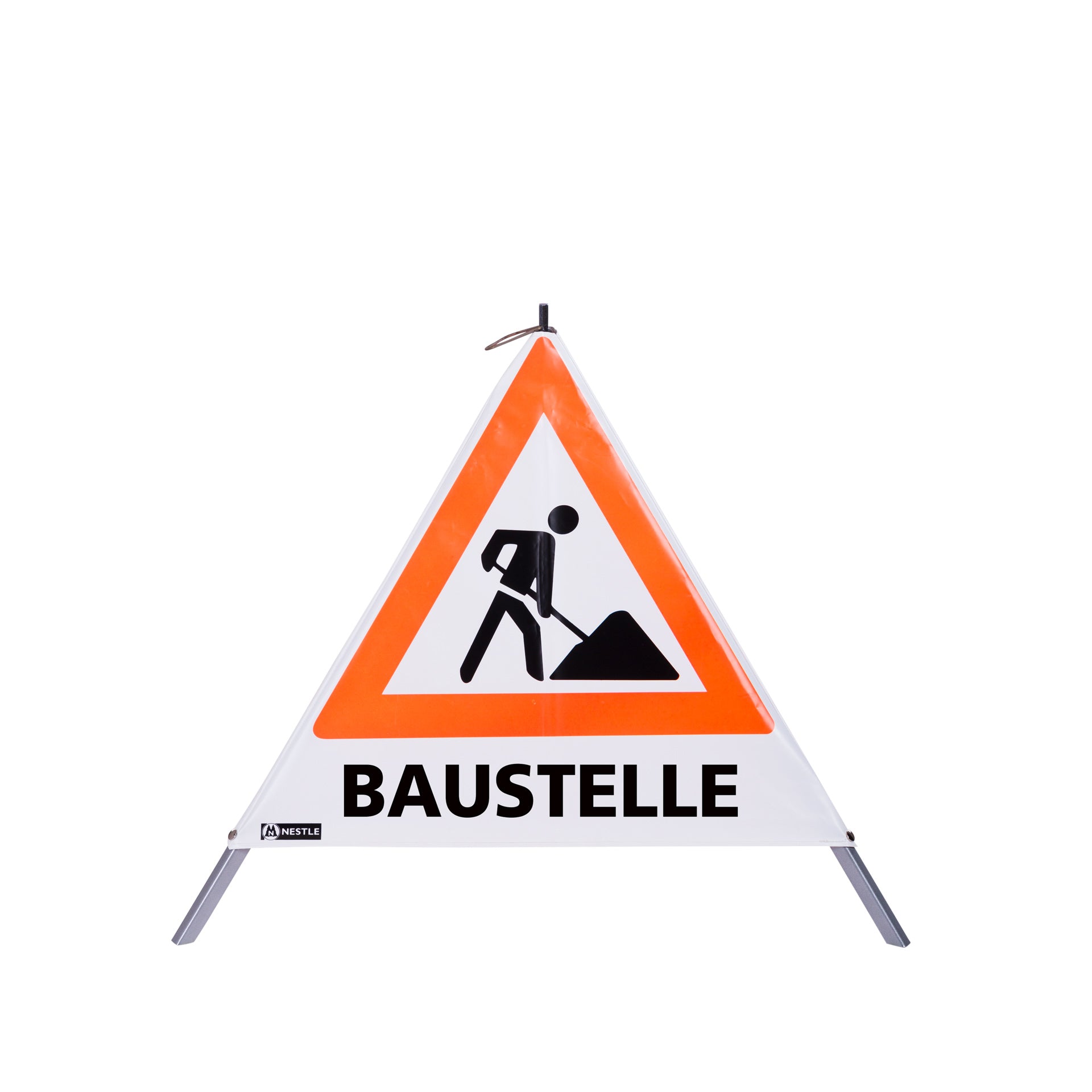 NESTLE Warnpyramide 70 cm, Schaufelmann (VZ123), weiß, mit Feder NESTLE Warnpyramide 70 cm, Schaufelmann (VZ123), weiß, mit Feder